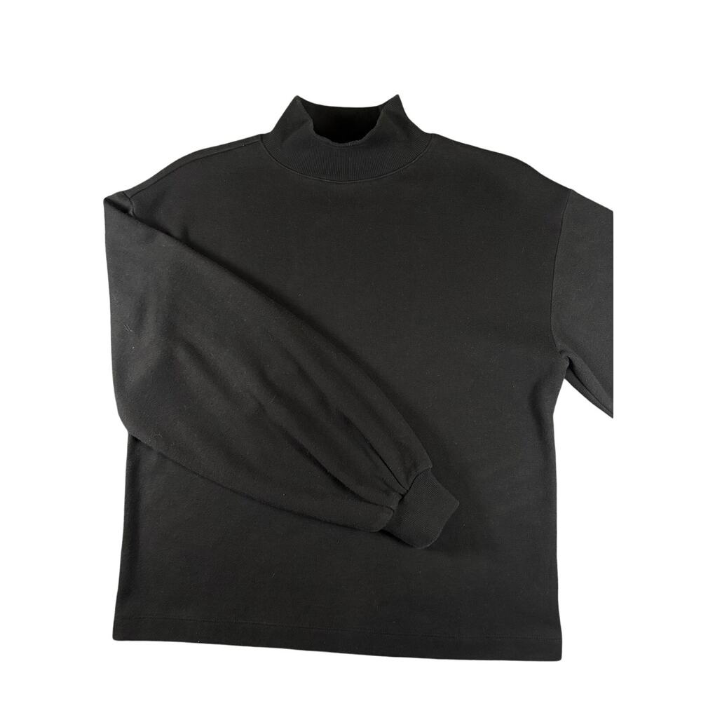 LOFT XS Black Mock Neck Balloon Sleeve Sweatshirt Pullover